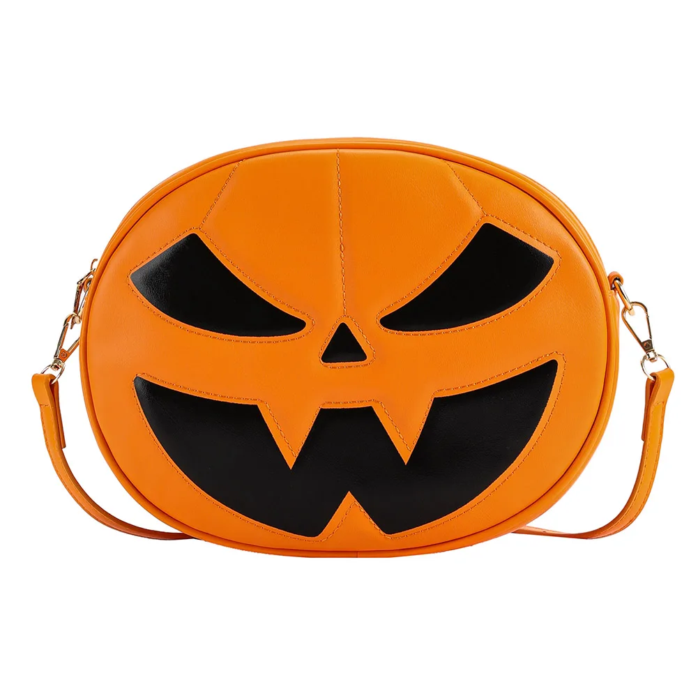 

Shoulder Bag for Women Men Pumpkin Handbag PU Leather Adjustable Strap Sling Bag Halloween Purse