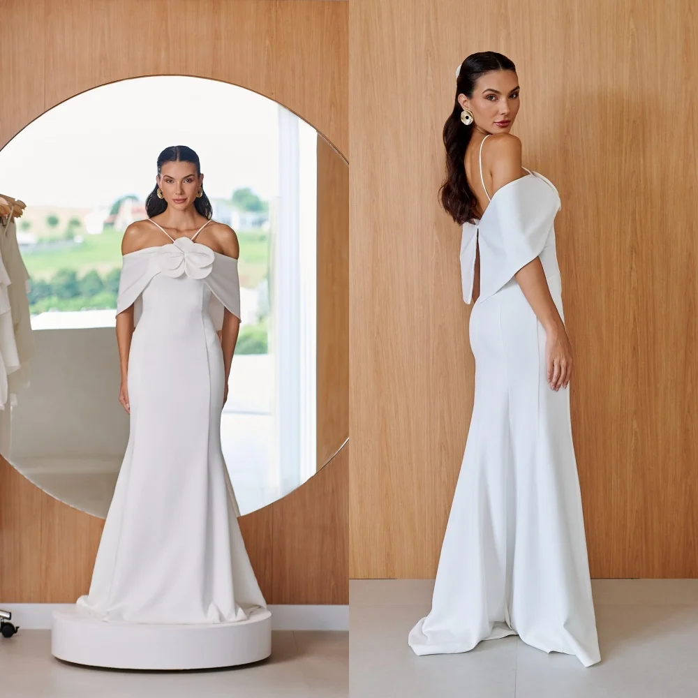

Customized Exquisite Flowers Spaghetti Straps Evening Dress Graceful Off the Shoulder Party Dress Fashion Mermaid Prom Dress