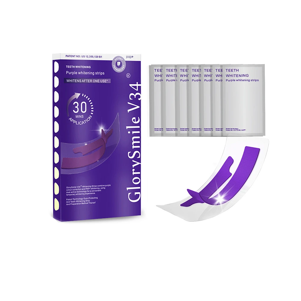 Purple Teeth Whitening Strips Brighten Tooth Remove Plaque Stain Cleaning Oral Hygiene Reduce Sensitivity Bleaching Dental Tools