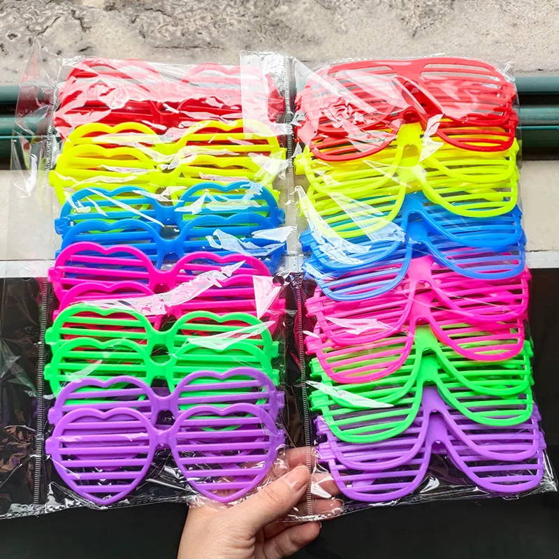 

6/12/24pcs Neon Color Shutter Eyewears Shutter Shades Glasses Disco Birthday Decor 80s 90s Retro Party Favors Shutter Sunglasses