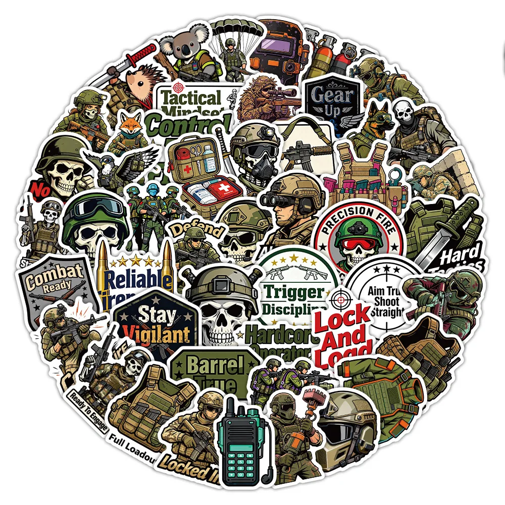 10/50PCS Cartoon Tactical Equipment Stickers Special Operations Graffiti Decoration Notebook Suitcase Phone Guitar Toys Decals