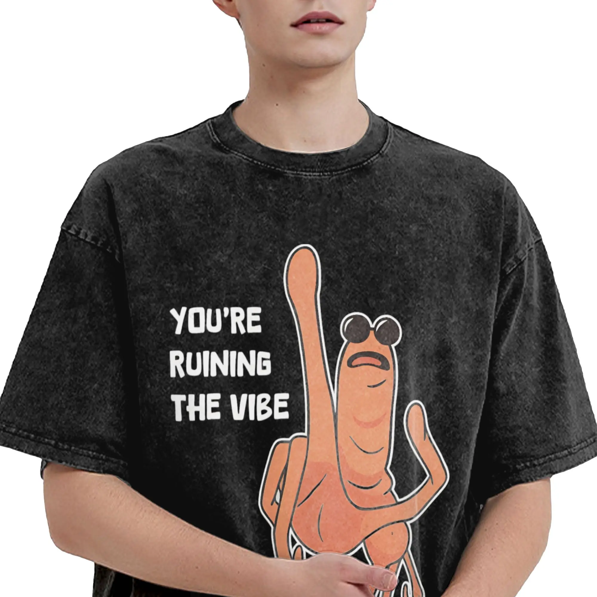 أنت تدمير فيبي تي شيرت مغسول 100% قطن تي شيرت الشارع مضحك ماركوس الدودة الرجال النساء بلايز الشارع الشهير المطبوعة تيز #3
