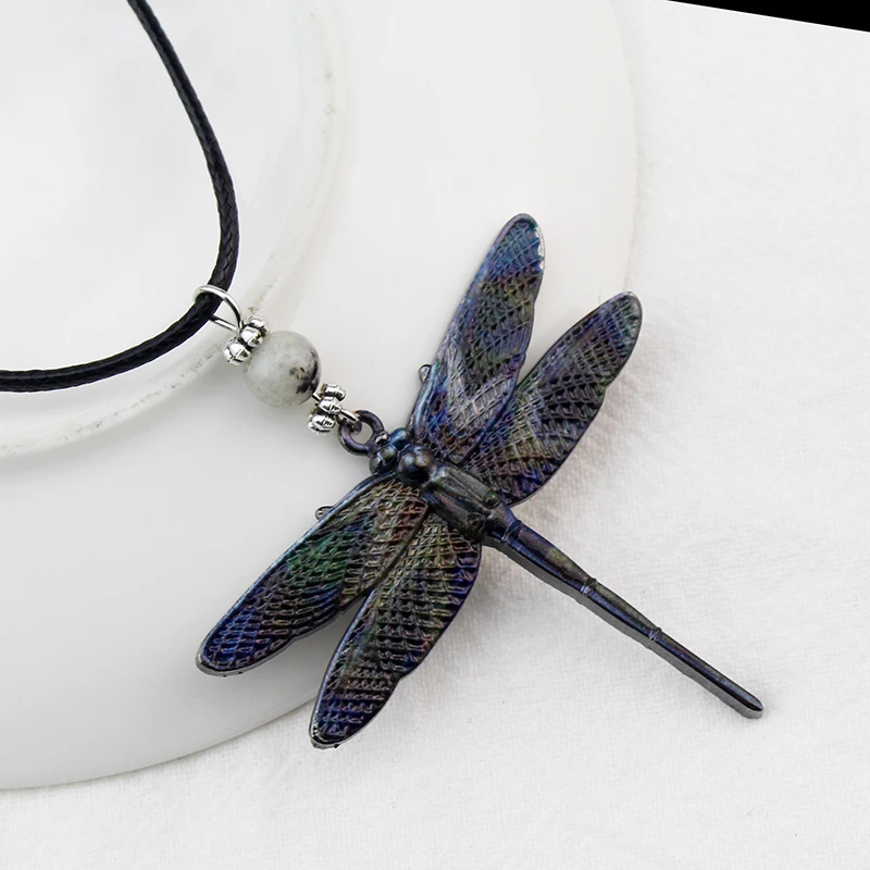 Woman Dragonfly Necklace Vintage Animal Pendant Necklaces Long Adjustable Sweater Chain Couple Jewelry Gifts Wholesale