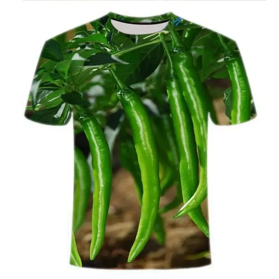 Funny T-Shirts Food Vegetables Fruit Pepper 3D Print Streetwear Men Women Fashion Oversized T Shirt Kids Boys Tees Tops Clothing