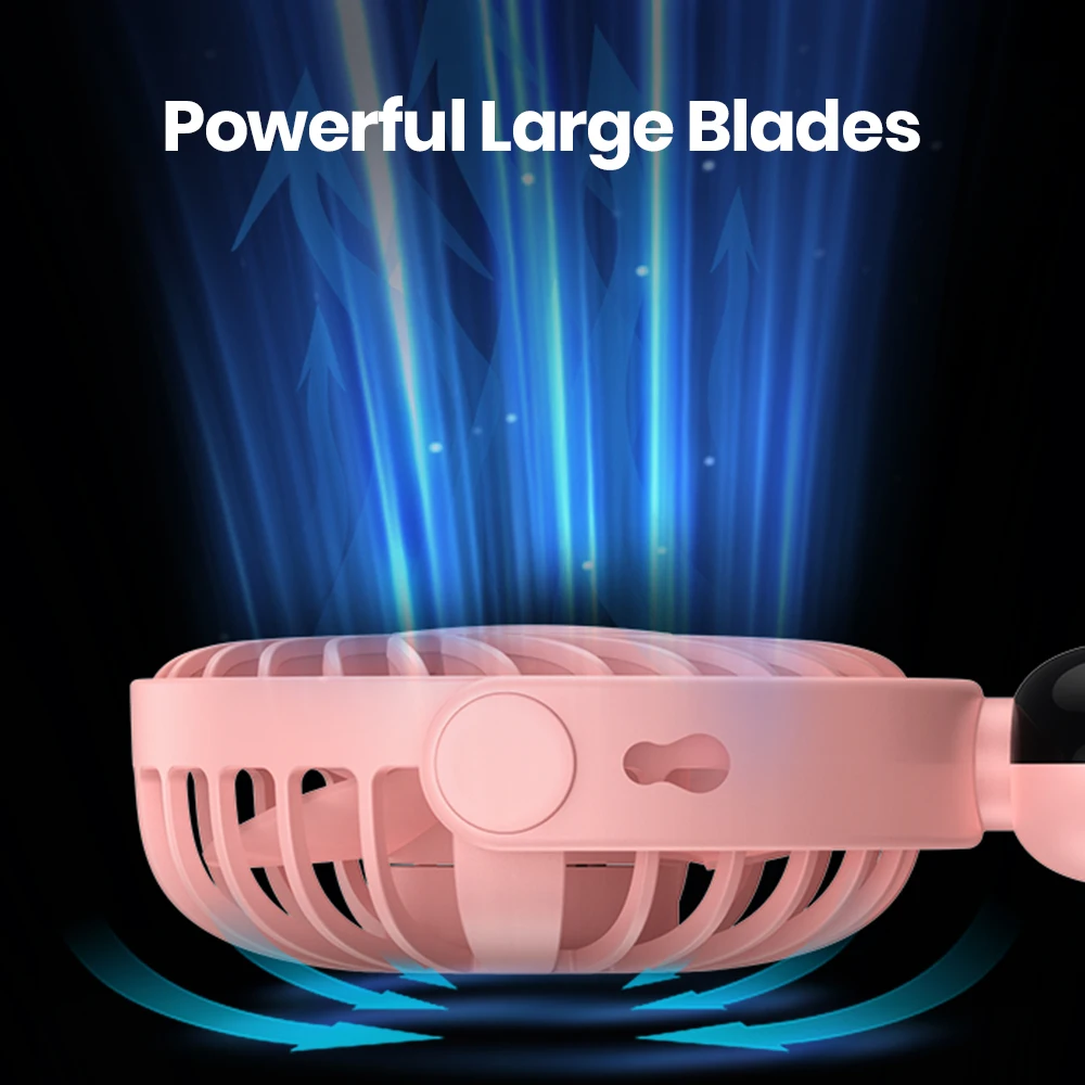 TOPK Mini Portable Handheld Fan USB Rechargeable Fan 360° Rotatable Handheld and Neck 2in1 Cooling Hand Fans Ventilation Fan