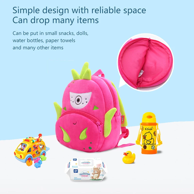 Unisex Fruit Kids Backpack Plush School Bags For Children Boys Girls Backpacks 2-4 Years Old Kawaii Kindergarten Schoolbag