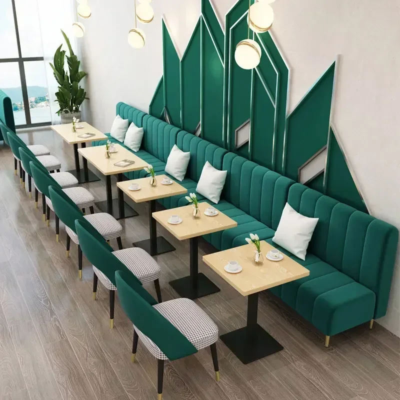 China Commercial  Restaurant Furniture  Wooden Velvet Chairs Table Set Coffee  Table Set 4 Chairs