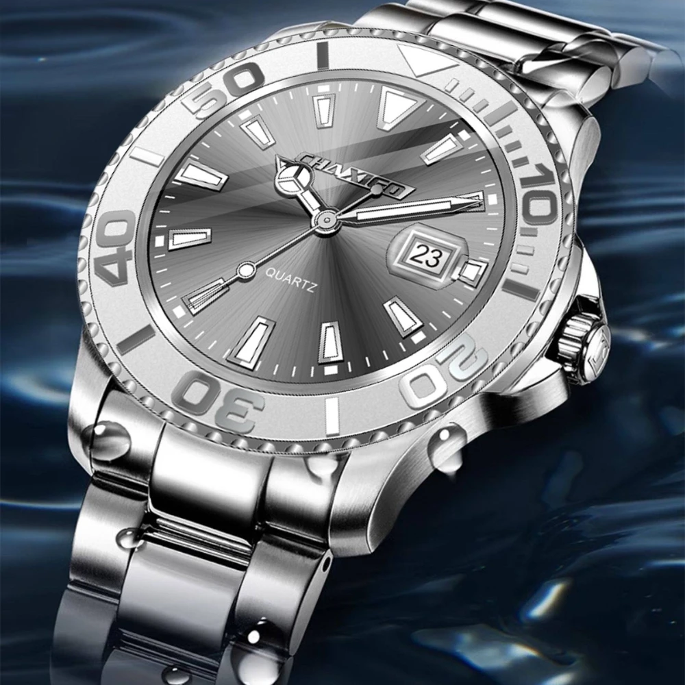 

CHAXIGO 116 Fashion Steel Strip Quartz Mens Watch Waterproof Luminous Calendar Watches for Men Relojes Para Hombres Reloj Hombre