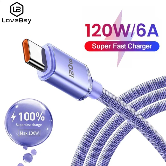 120W kabel do szybkiego ładowania USB C 0.25M/1M/1.5m/2M szybkie ładowanie 6A Super szybki Cahrger dla Samsung Xiaomi Huawei typ C Cable