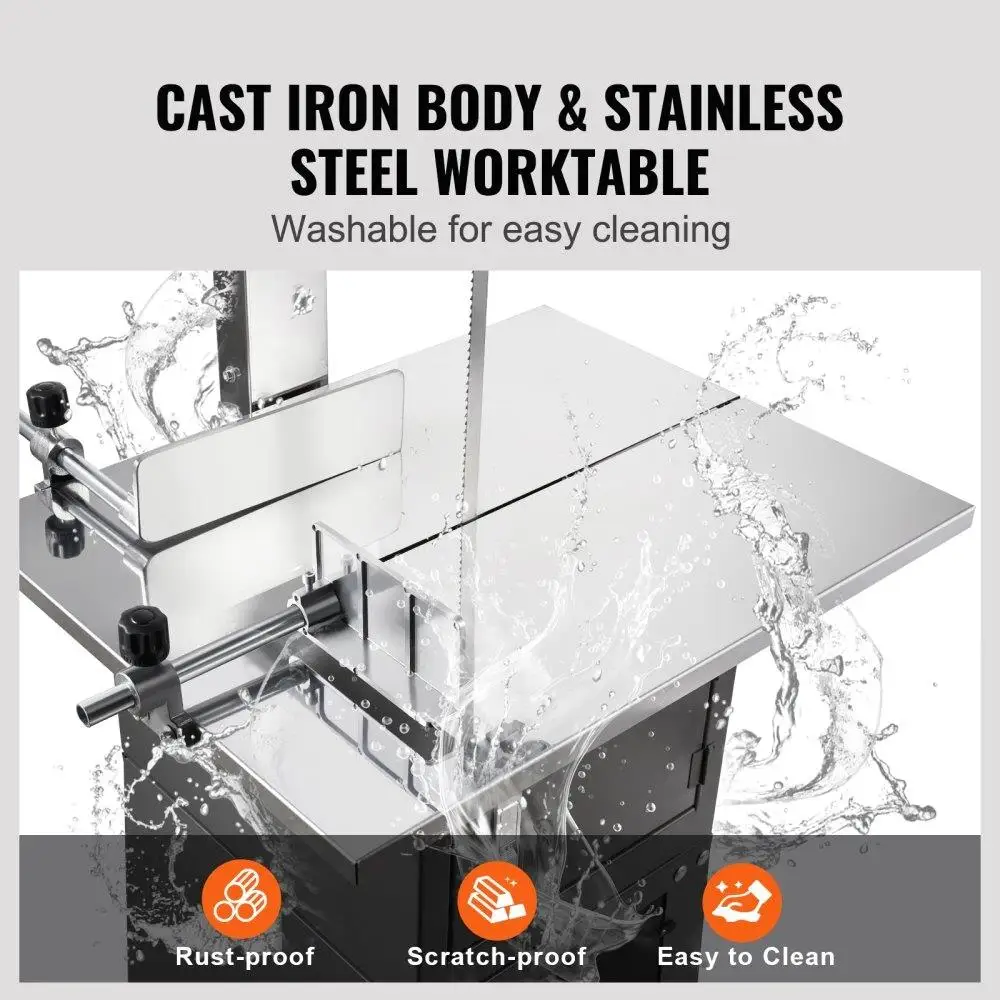 550 ワット商業電気肉バンドソーステンレス鋼骨切断機ヘビーデューティ肉鋸冷凍加工用