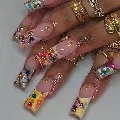 

24Pcs Autumn Winter Y2K Diamond French Crocodile Pattern Press On Nails, Luxury Reusable Fake Nails For Women Girls Daily Wear