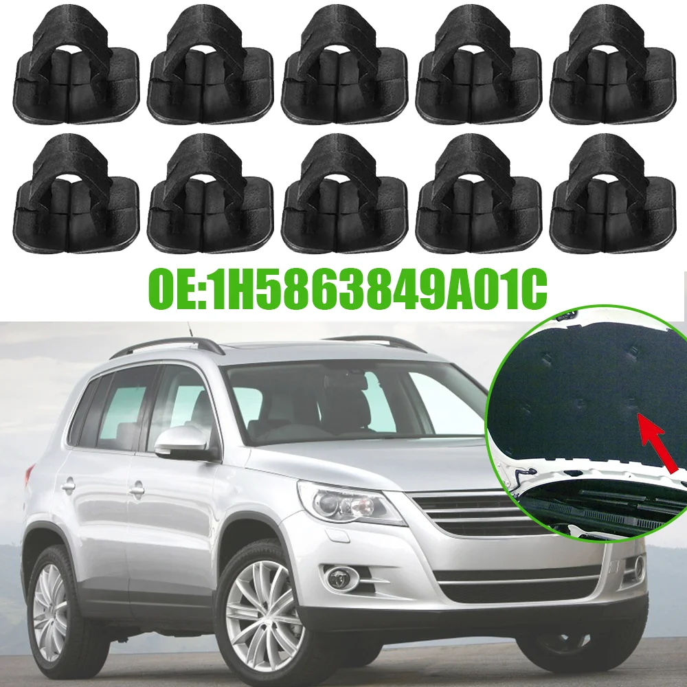 10x Auto Plastic Hood Bonnet Insulation Clip Rivet Retainer For VW Golf Mk4 1997 1998 1999 2000 2001 2002 2003 1H5863849A01C