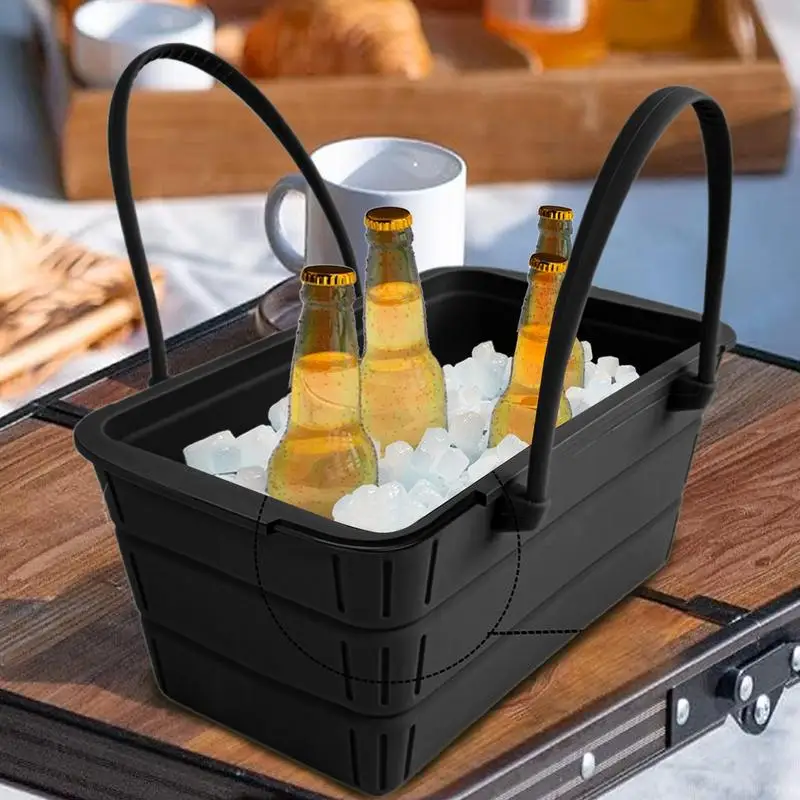 Ice Buckets Silicone Beverage Bucket With Handle Large Capacity Party Supplies For Picnics Pool BBQ Gatherings Home Bar Beach