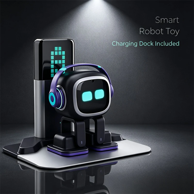 Cute Interactive Robot Toy with LED Changing Face Touch Sensing Dance Music USB Rechargeable Mini Desktop Robot