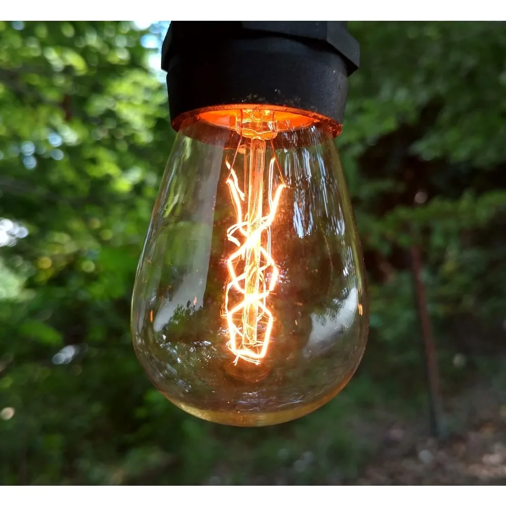 Luzes de corda externas resistentes vintage com soquetes suspensos para uso comercial à prova de intempéries