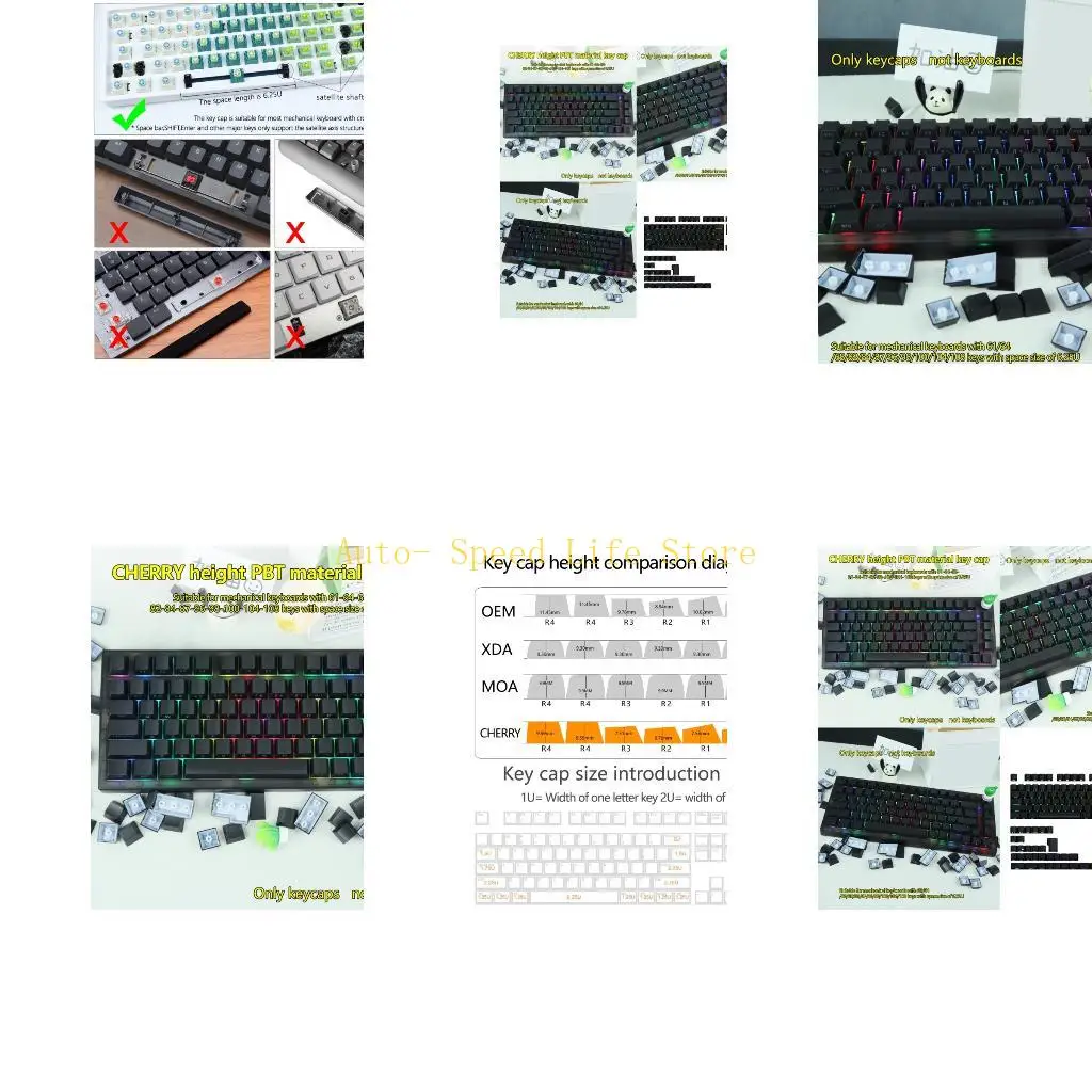 

02DA Double Shot PBT Side Printed Keycaps Set For Mechanical Keyboards 140 Keys