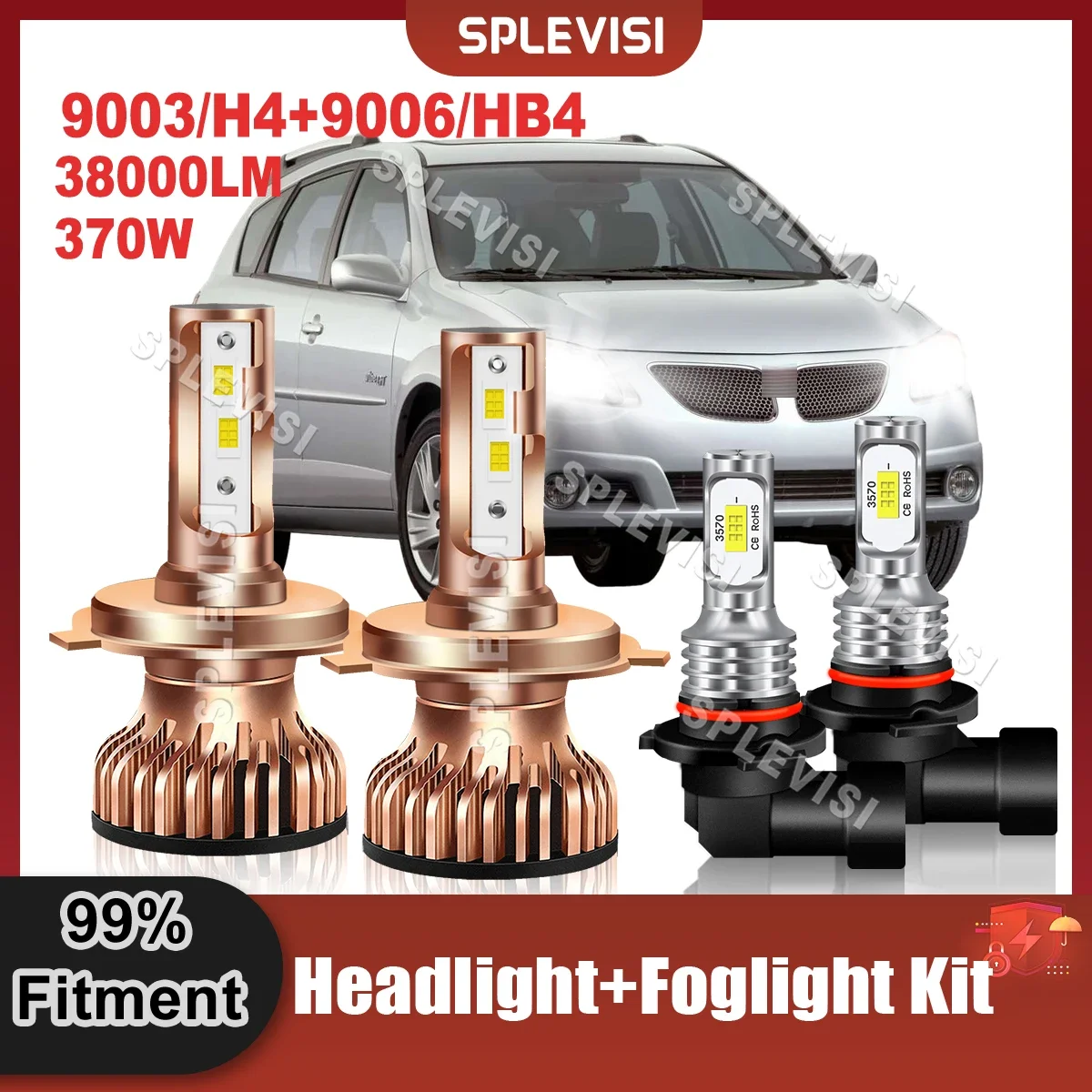 

Upgrade Automobile LED Headlight H4 High Low Beam 9006 Foglamp Bulbs Combo For Pontiac Vibe 2003 2004 2005 2006 2007 2008