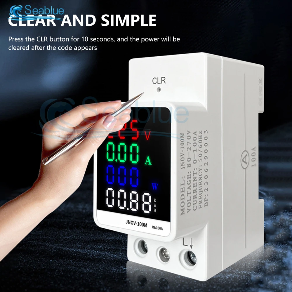 

4 IN 1 Din Rail AC 110V 220V 100A Voltage Current KWH Electric Energy Monitor Meter VOLT AMP Voltmeter Ammeter Wattmeter