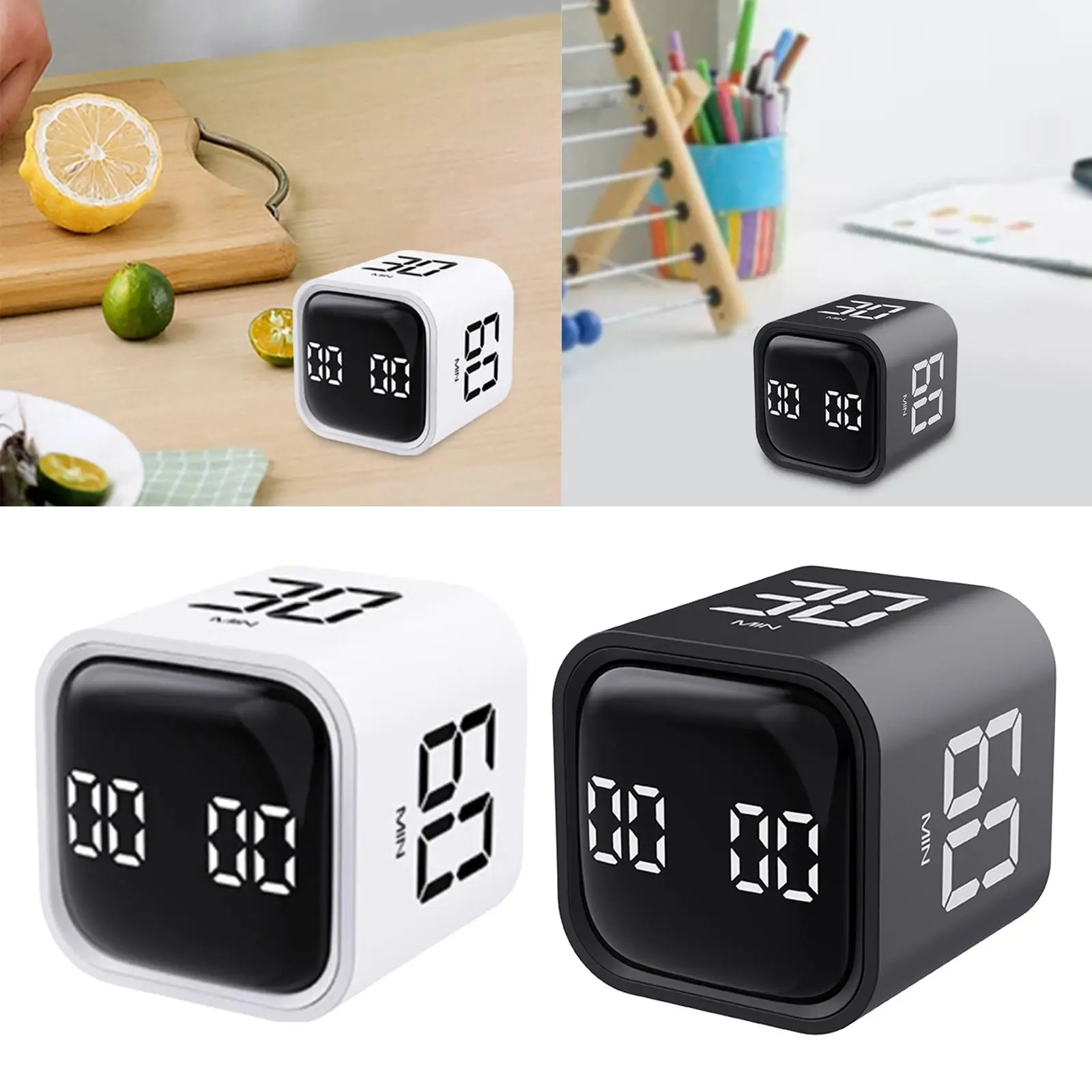 Cube timers Adjustable Sound Workout Timer Setting Game Timer Child Timer for Cooking Exercise Home Baking