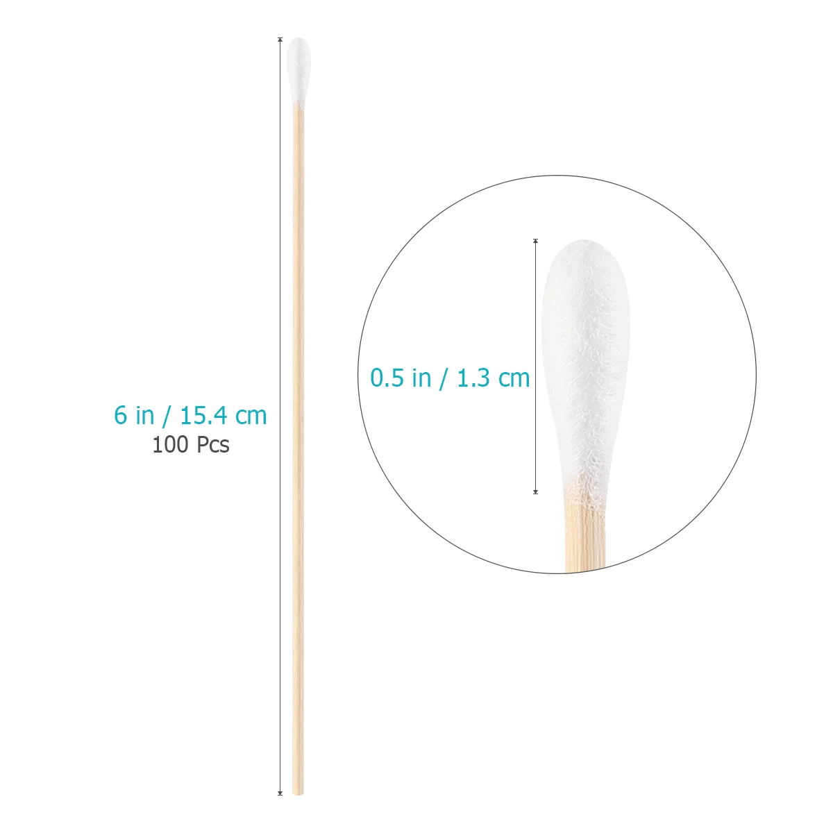 Pedicure Double Sided Cotton Swabs Pointed Tip Bamboo Wooden for Ear Cleaning Medical