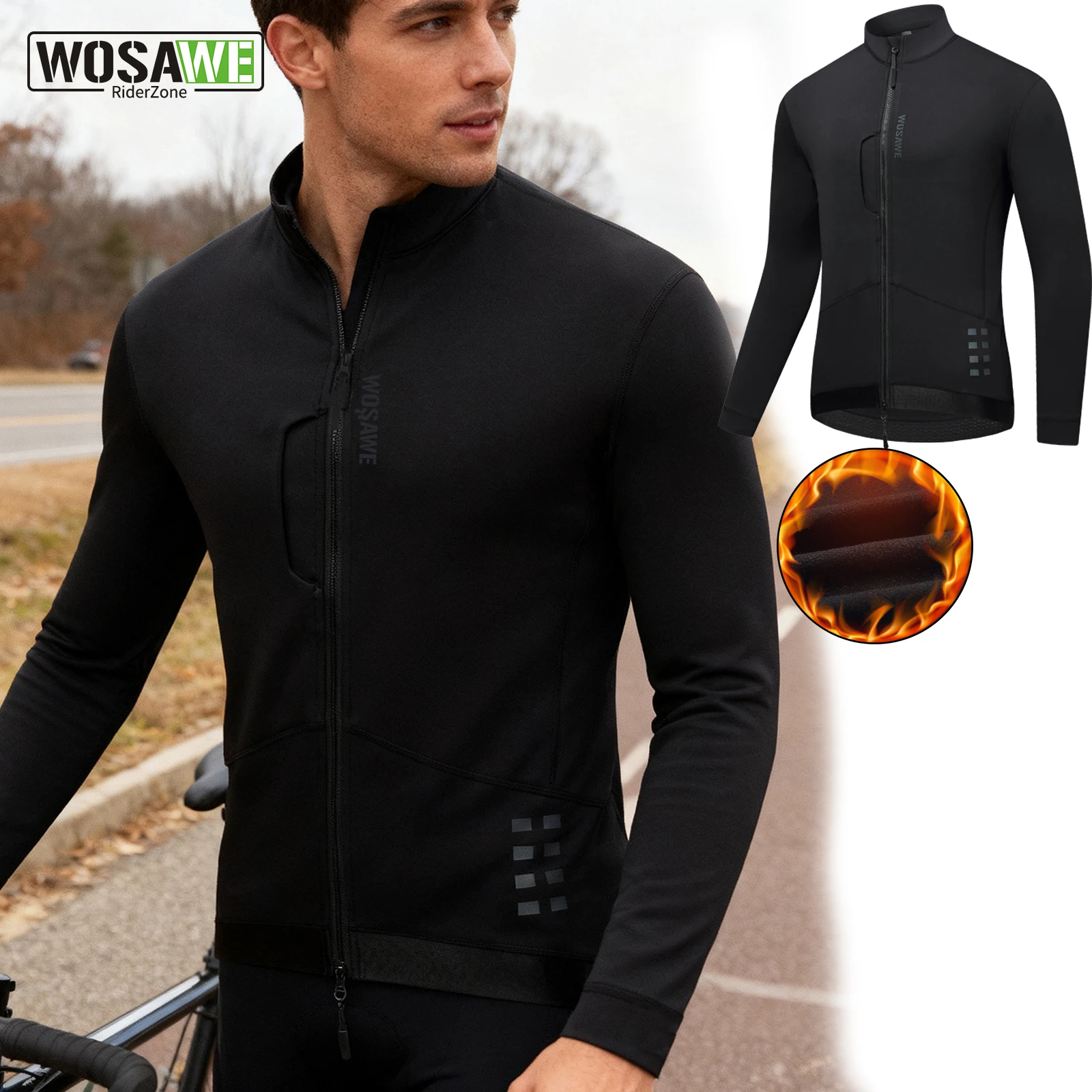 

WOSAWE зима-осень велосипедная куртка термофлисовое пальто для шоссейного велосипеда для мужчин и женщин сохраняющая тепло велосипедная куртка Mtb велосипедная одежда 0-18 ℃