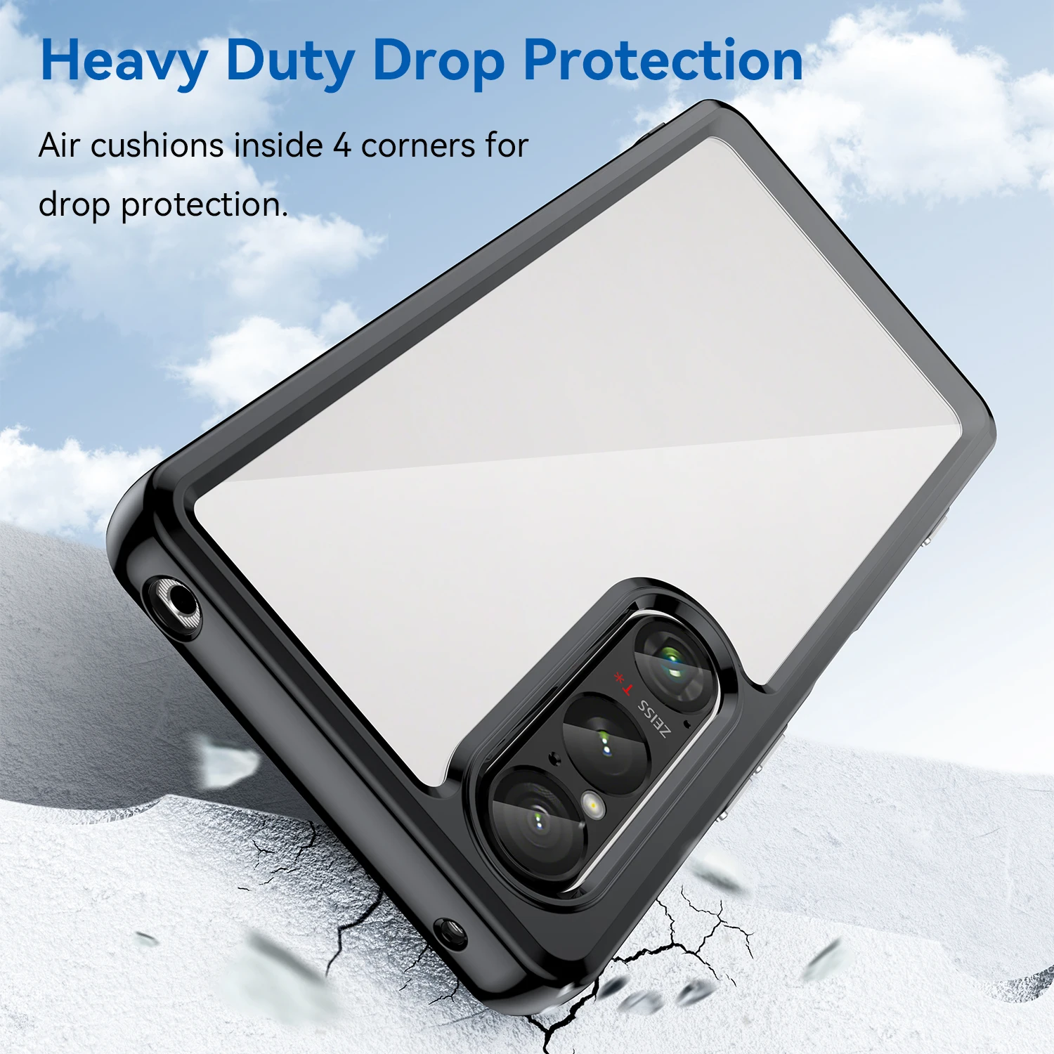 Rugged Shield Shockproof Phone Case For Sony Xperia 1 VI 10VI 5 V TPU Bumper Transparent Acrylic Protective Back Cover Fundas