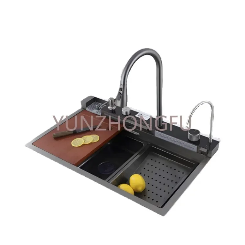 stainless steel kitchen sink with drainer rectangular black nano kitchen single bowl sink kitchen sink with waterfall