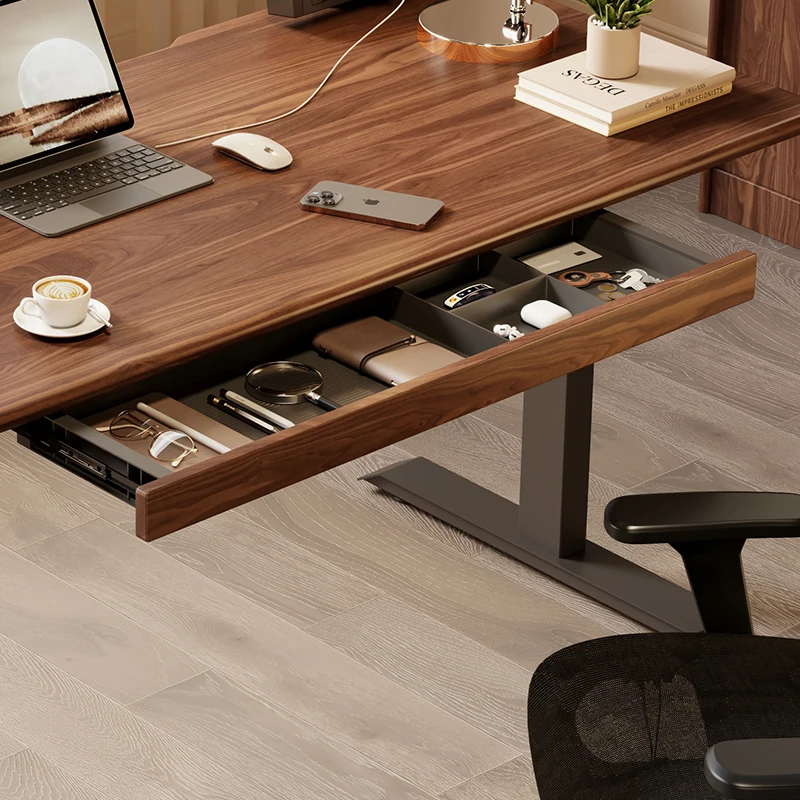 Under Desk Drawer Organizer Black Walnut Wood Standing Storage Shelf for Home Office Hidden Computer Accessory Sturdy Durable