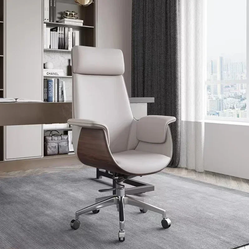 Luxury Ergonomic Officeเก้าอี้หนังModern Bossปรับหมุนห้องนอนเก้าอี้ไม้Chaiseเฟอร์นิเจอร์ห้อง