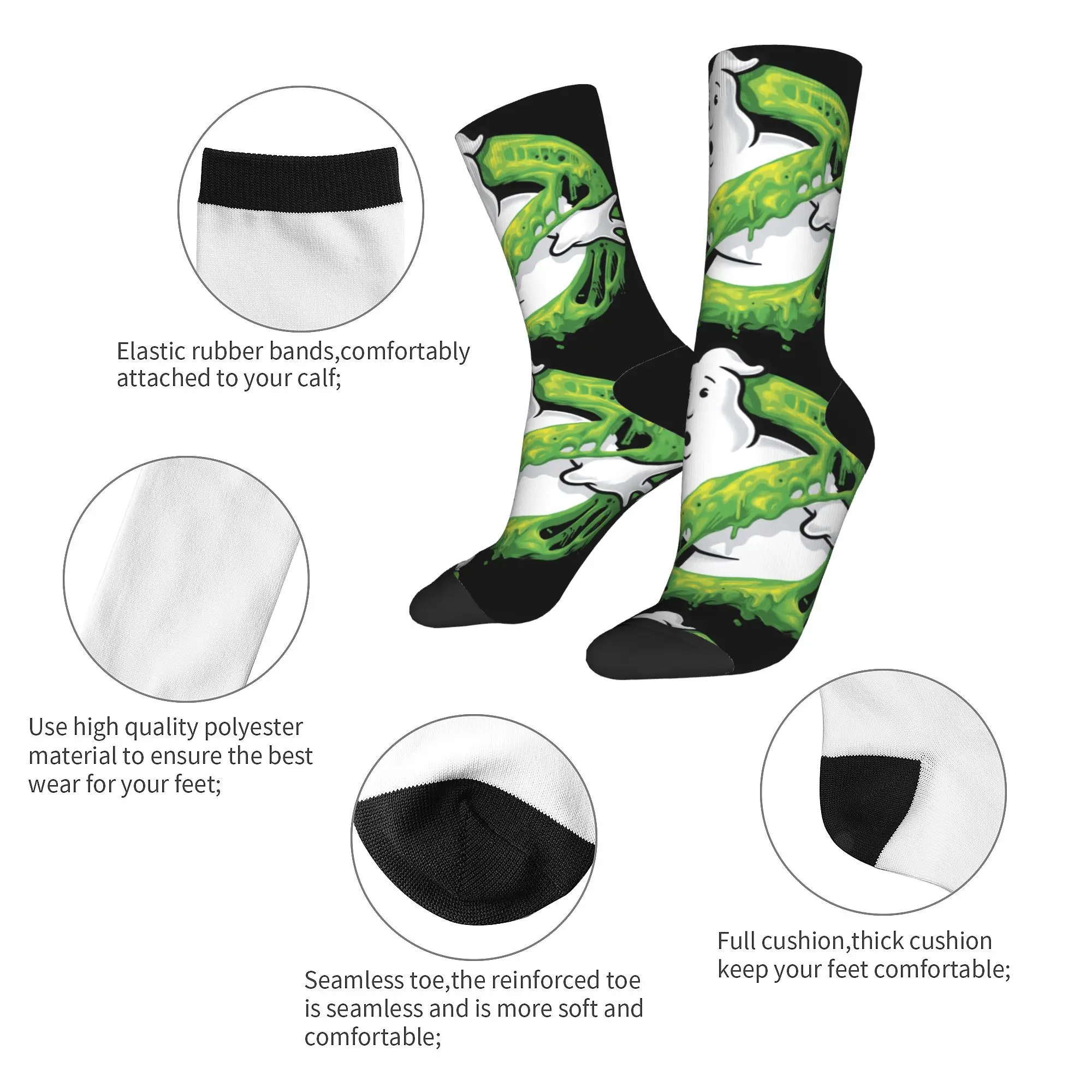 Autumn Winter Casual Women Men Ghost Hunters Busters Slime Socks  Sweat Absorbing Basketball Socks