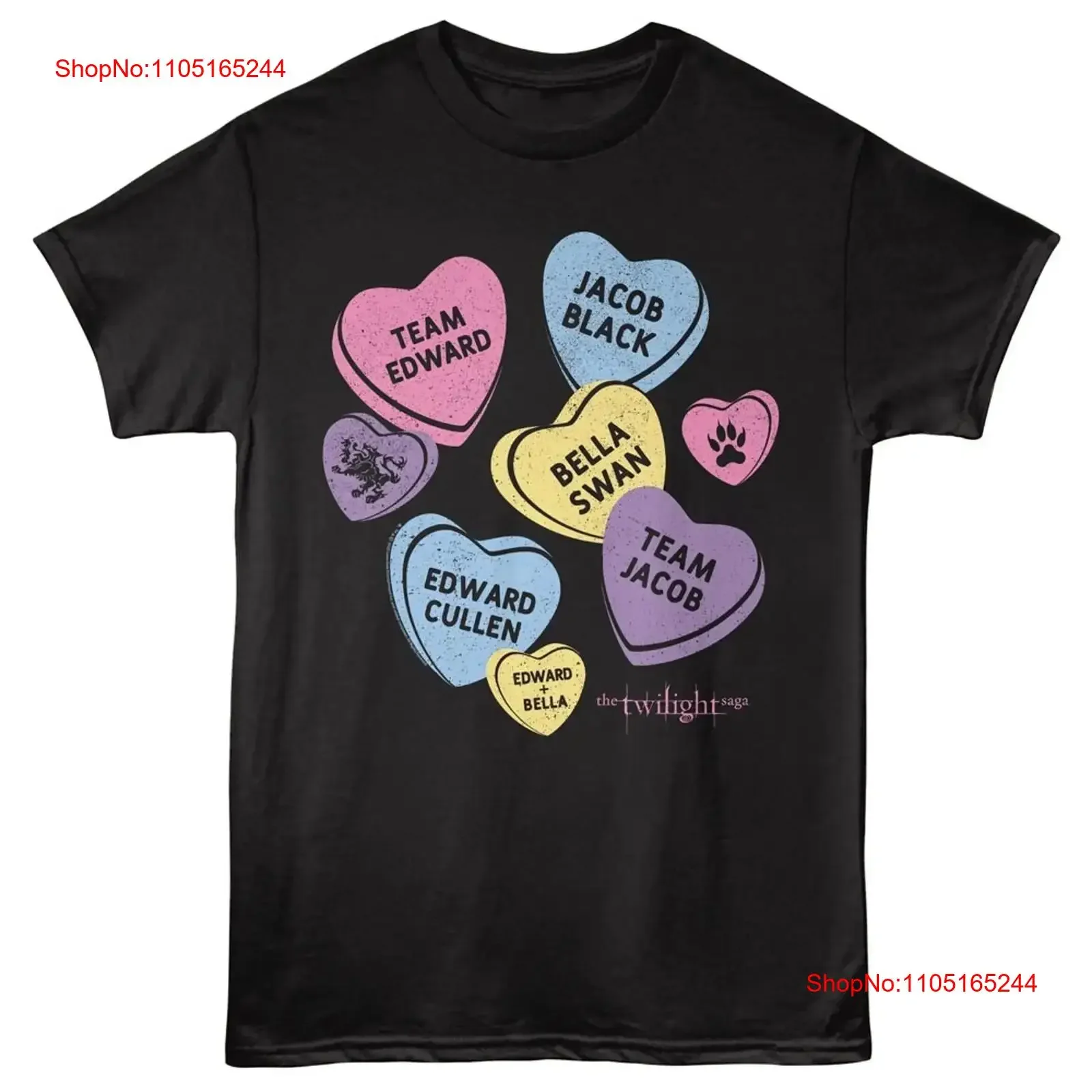 

Футболка «Сумерки» из фильма «Сага» MULTI COLOR HEARTS EDWARD BELLA, новая черная хлопковая винтажная стираная повседневная стильная футболка с слегка графикой