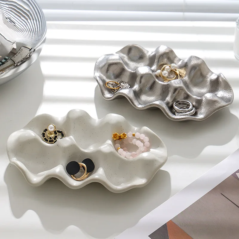 Ins Style Creative Ceramic Egg Tray Photo Prop Fashion Display Plate Jewelry Storage High Value Tray