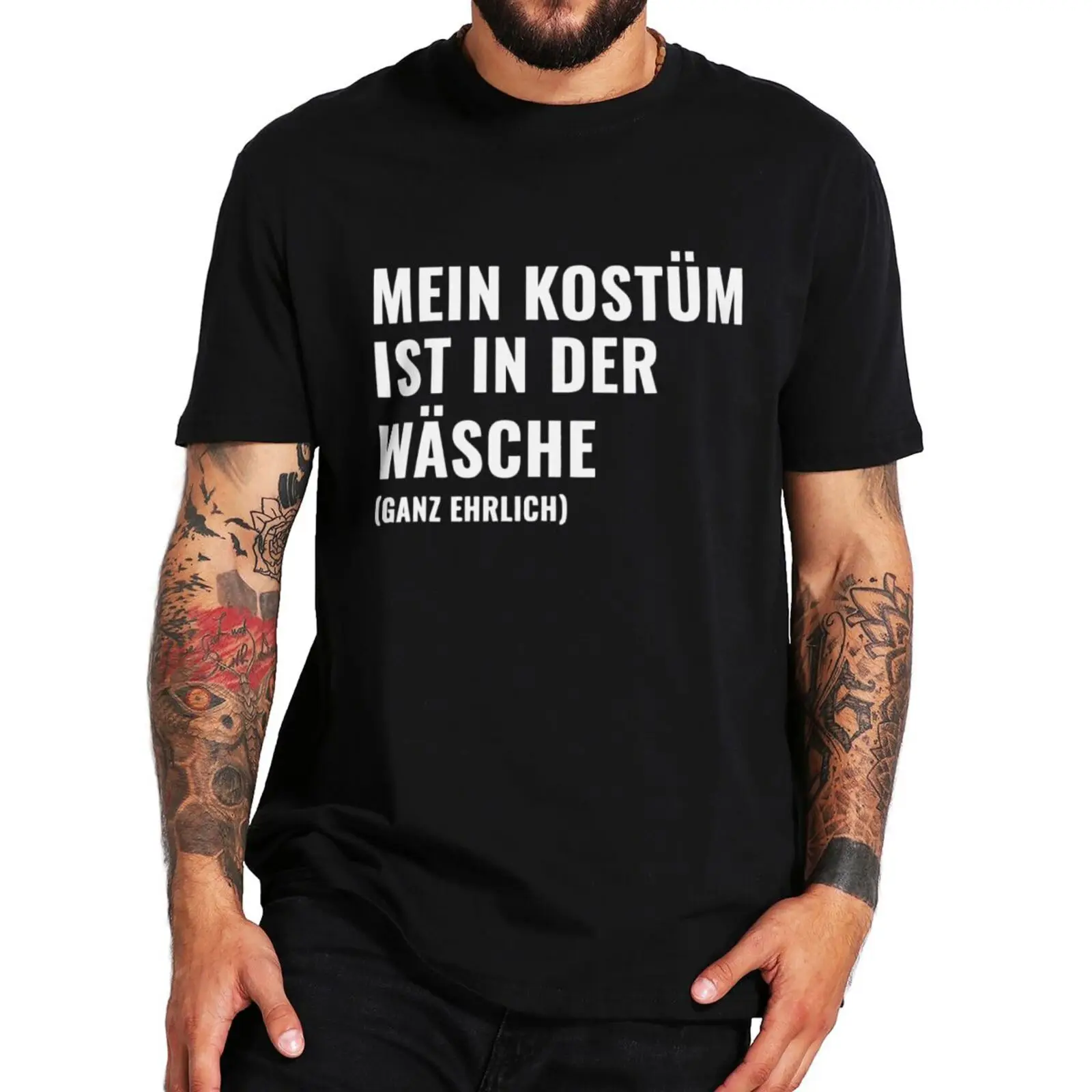 Adult tee top My Costume Is In The Wash T Shirt Funny German Text Humor Gift Tee Tops  Cotton Unisex Casual Soft Tshirts