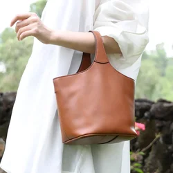 2024 New Small Style Burgundy Red Luxury Bucket Bag Women's Fashion Genuine Leather Crossbody Bags for Women