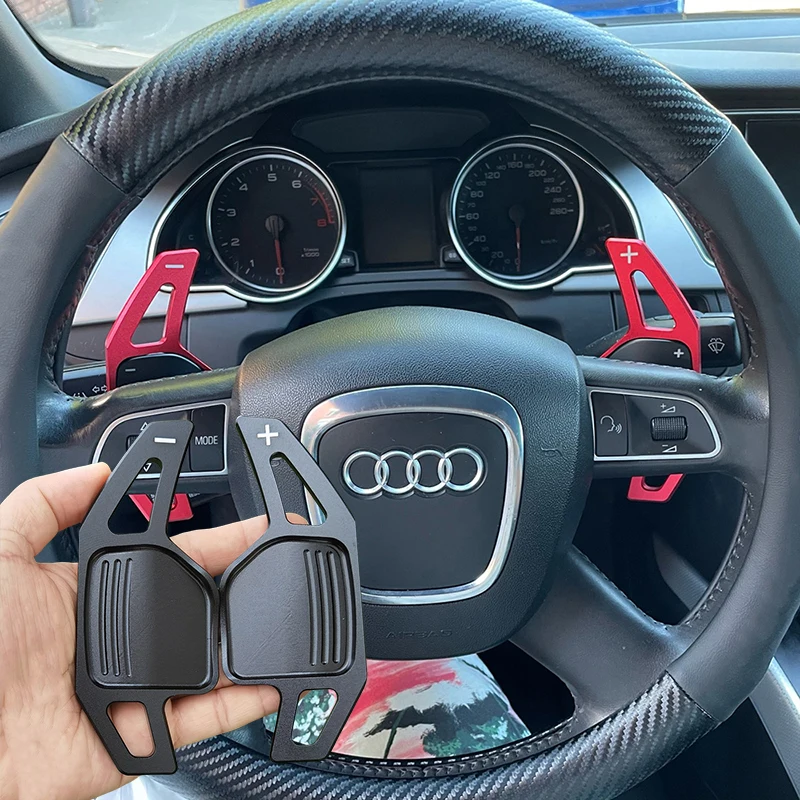 2Pcs Steering Wheel Paddles Extension Shifters For Audi A4 B8 A3 8P S3 A5 A6 S6 C6 Q5 A8 R8 TTS MK2 8J Avant DSG Car Styling