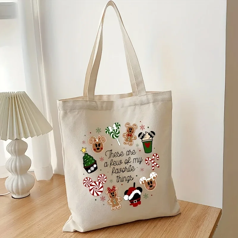 1pc Ci sono pochi di mia cosa preferita modello borsa tote in tela borse per la spesa ornamento di Natale regalo di Capodanno per borsa per ragazze