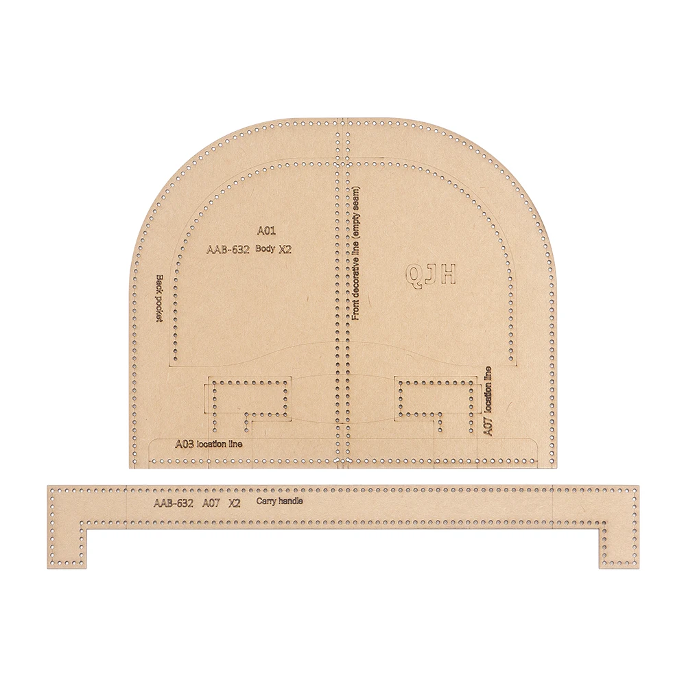 1Set Semi-Circular Ladies' Handbag, Casual Bag - Kraft Paper Template, DIY Leather Handmade Crafts-Sewing Template with Holes - view 3