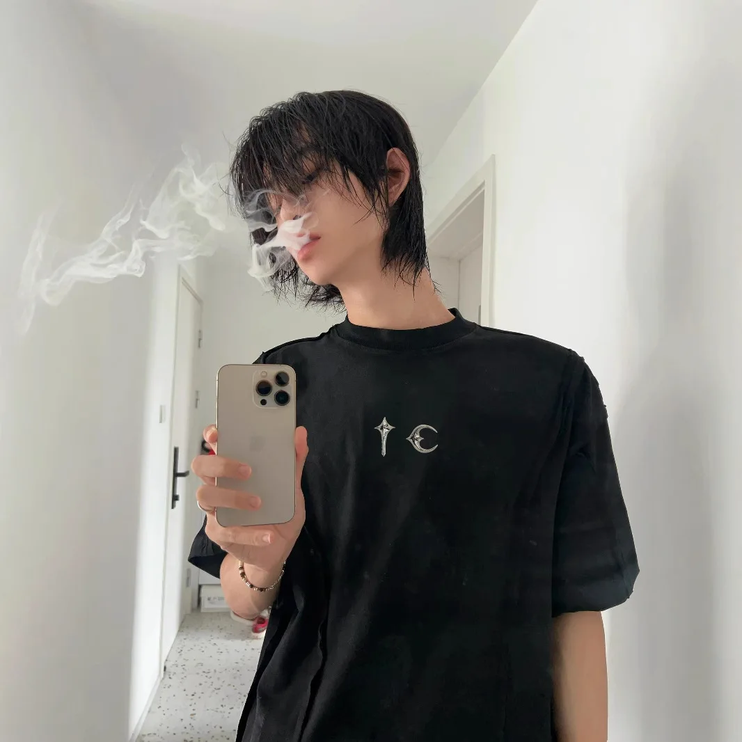 

Thug Club 2026 New Niche Streetwear Brand Washed Vintage Metal Logo Summer Men's Couple's Casual Oversized Short-Sleeve T-Shirt