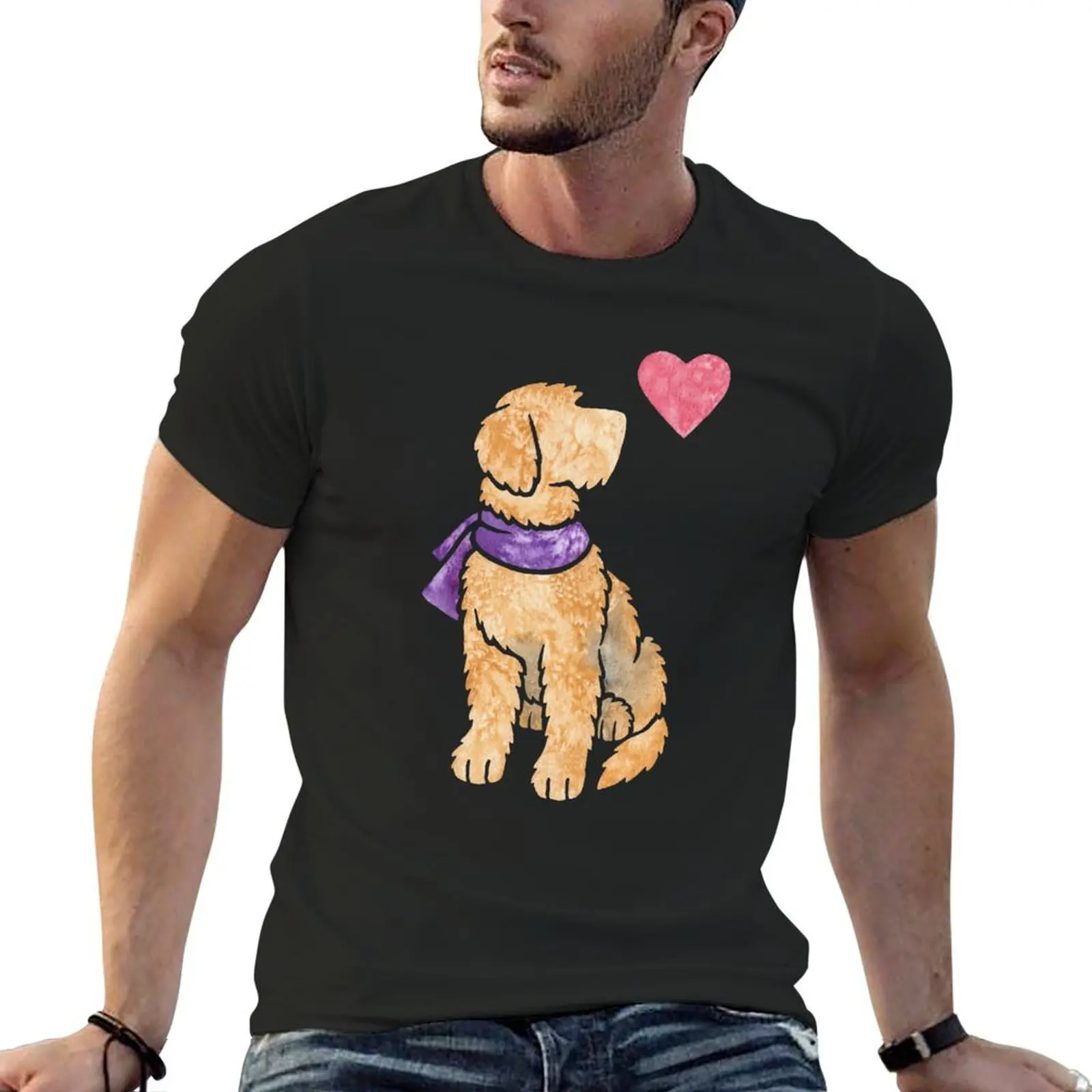 Camiseta de acuarela Labradoodle/Goldendoodle para niños, ropa bonita, camiseta gráfica vintage, tops de verano, ropa de lujo para hombres