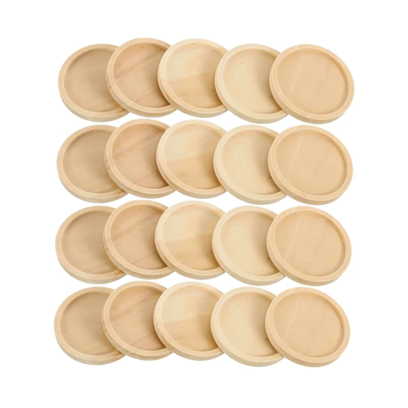 100 unids/lote 25-40mm bandejas redondas de madera para colgantes, bandeja Base de madera en blanco bisel accesorios para hacer joyas para joyería fotográfica