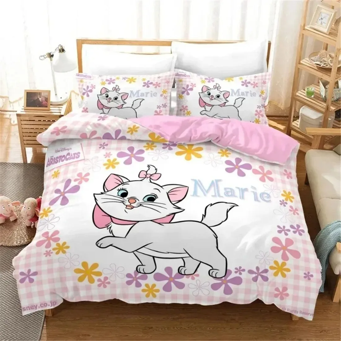 

Disney Mary Cat Duvet Cover Pillowcase, Cute Home Room Bedroom Bedding Set Boy Girl Duvet Cover Pillowcase Gift Queen Double Bed