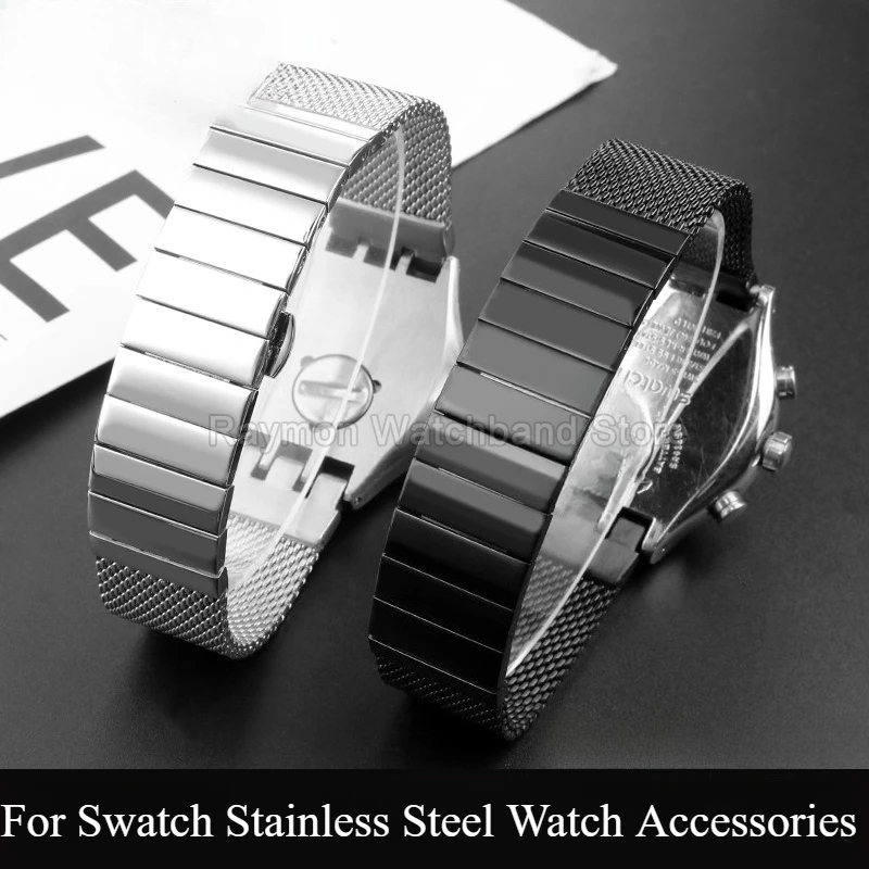 

For Swatch Men’s IRONY Classic YIS401G YVS401G Series Solid Stainless Steel Bracelet 19mm Waterproof Durable Steel Watchband