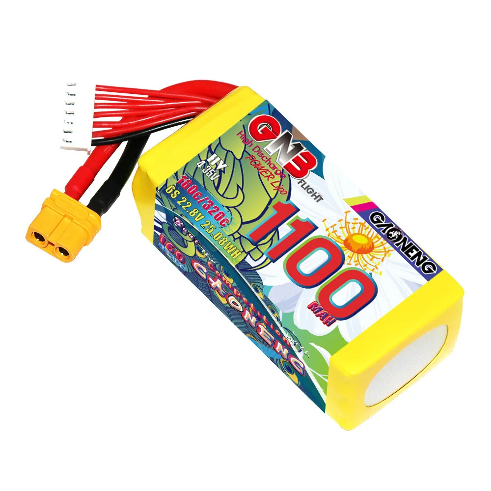 3szt GNB 6S 22.8V Akumulator Lipo 1100mAh 160C/320C z wtyczką XT60 do FPV Samolot Helikopter Dron Quadcopter RC Części Akumulator 6S