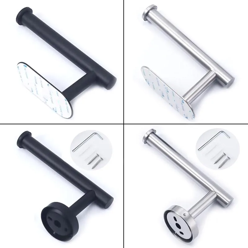 Self-Adhesive Stainless Steel Toilet Roll Paper Towel Toilet wall Mount Holder Organizers Punch-Free Rack Tissue Accessories U26