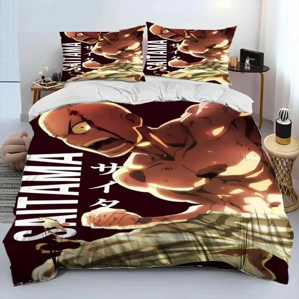 

Anime One-Punch Man Saitama Bedding Set Duvet Cover Bed Set Quilt Cover Pillowcase King Queen Twin Size Boys Girls Adults