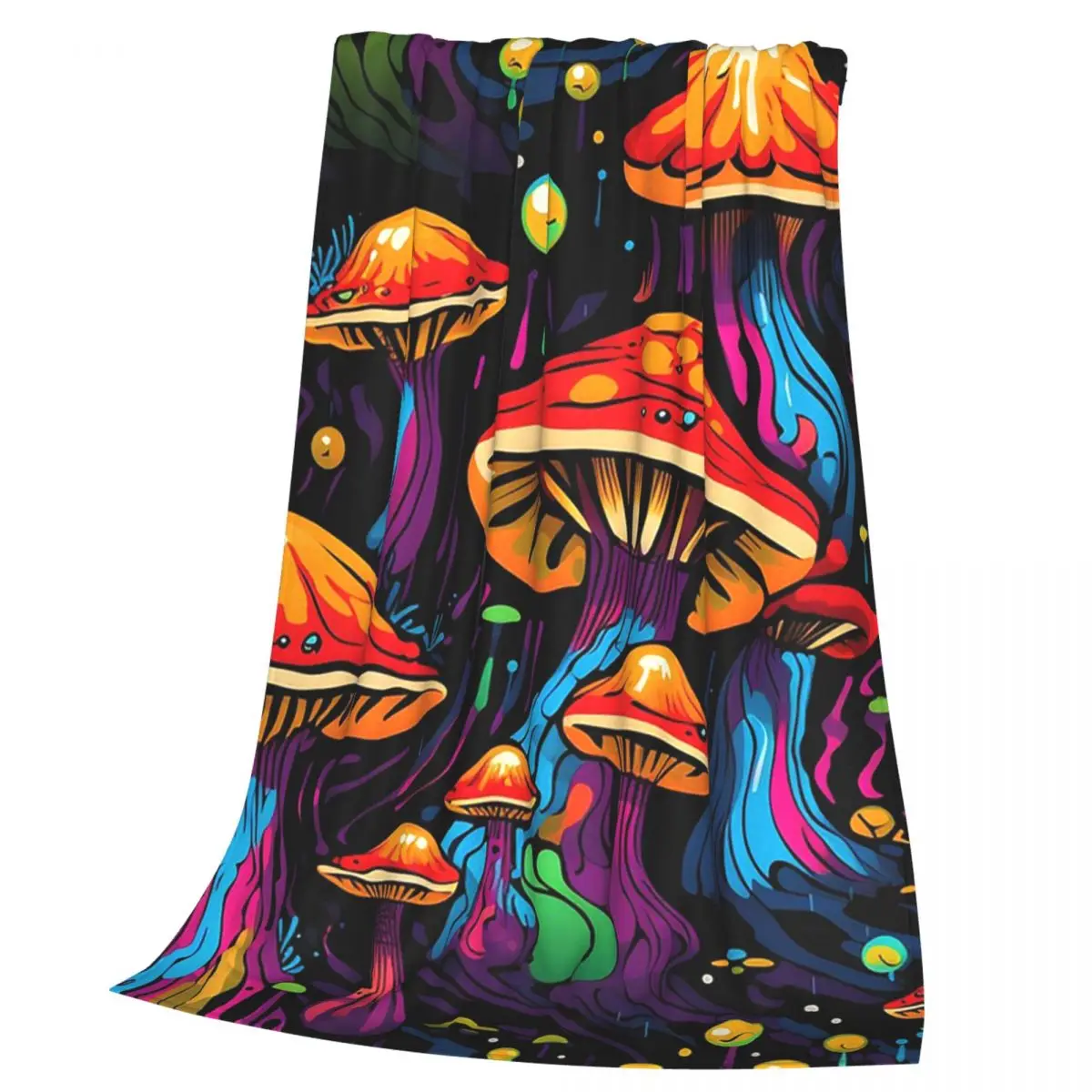 Acid Trippy Weird Psychedelic Wavy Mushroom Blanket Flannel Throw Blanket Bedding for Bed Living room Picnic Travel Home Sofa