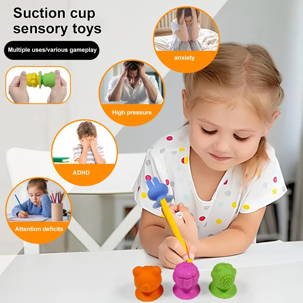 Pop It Fidget Toys Sensory Toys for Kids Adults, Silicone Suction Cup Sensory Popper for Anxiety Stress Relief, ADHD Autism Tool