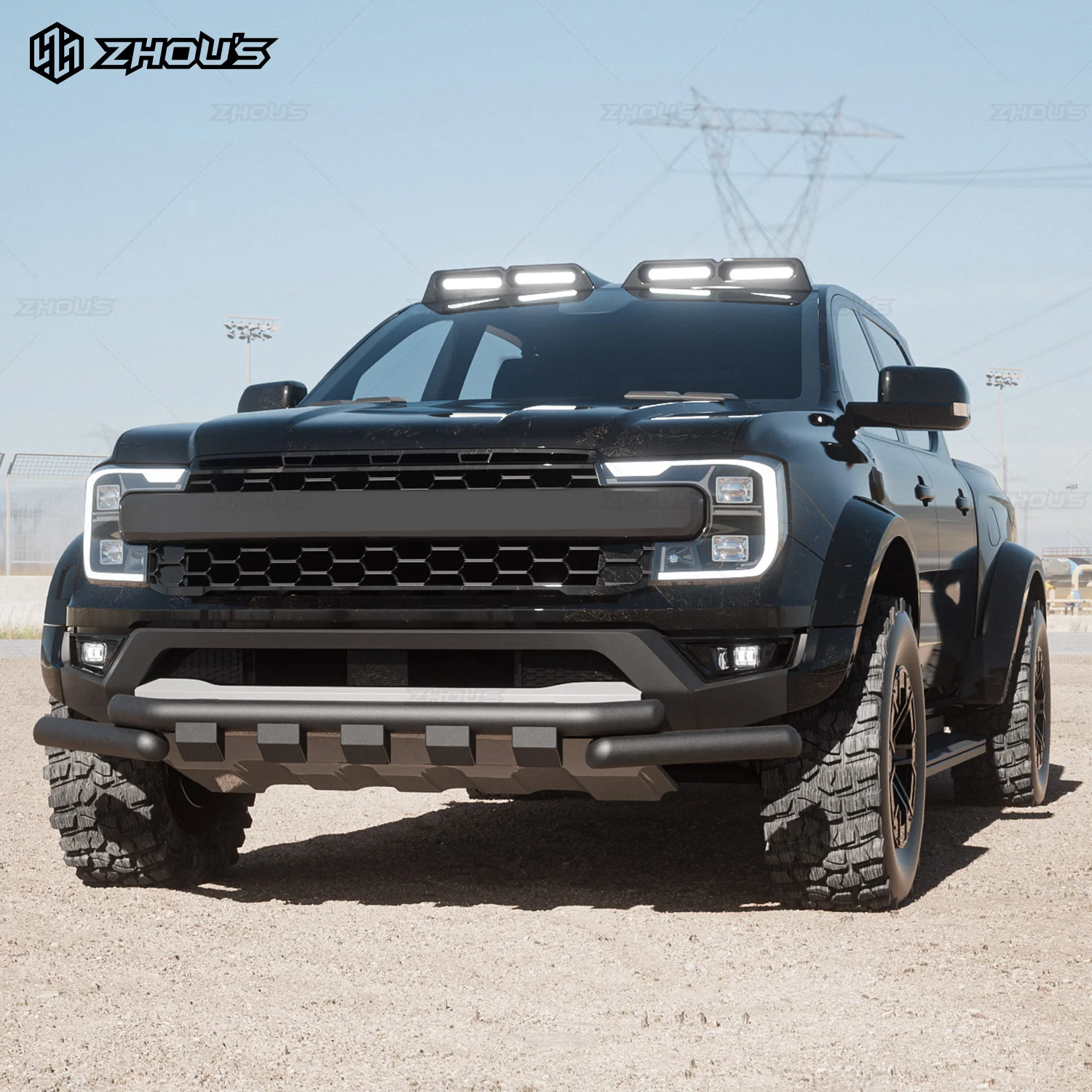 New Off-Road Front Bumper Bull Bar Wheel Arch 4X4 Wide Fender Flares for Ford Ranger Raptor 2025 Accessories view 3
