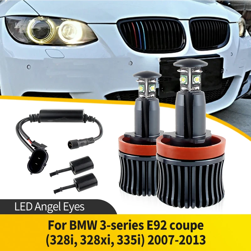 

2 шт. E92 20 Вт для BMW 3-й серии E92 купе (328i, 328xi, 335i) 2007-2013 светодиодный ангельский глаз Halo кольцо габаритный боковой фонарь автомобильная фара