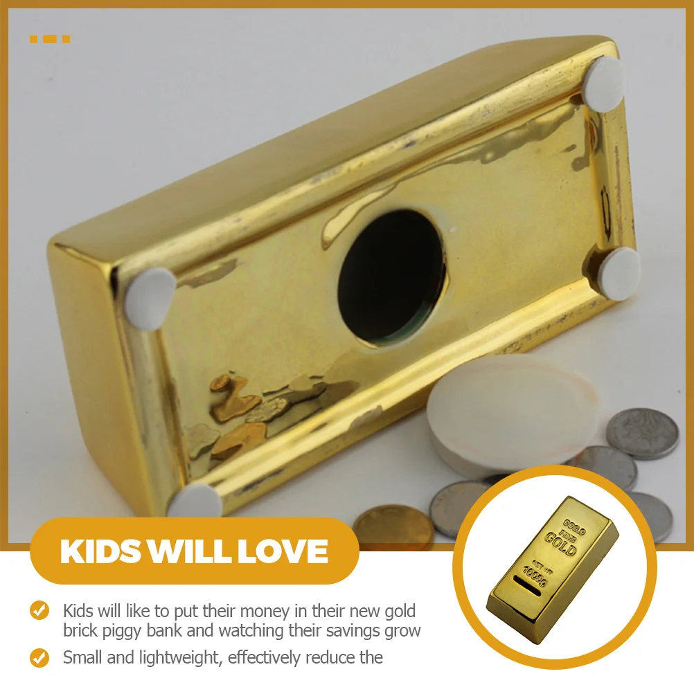 

Unique Ceramic Gold-Bar Money Pot for Children Creative Coin Bank Decorative Savings Jar for Home Gift Idea Gold Bar Piggy Bank